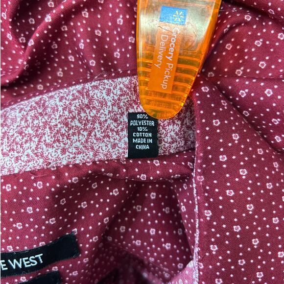 Nine West Mens Slim Fit Red Button-Down Shirt Size XL - Picture 7 of 10